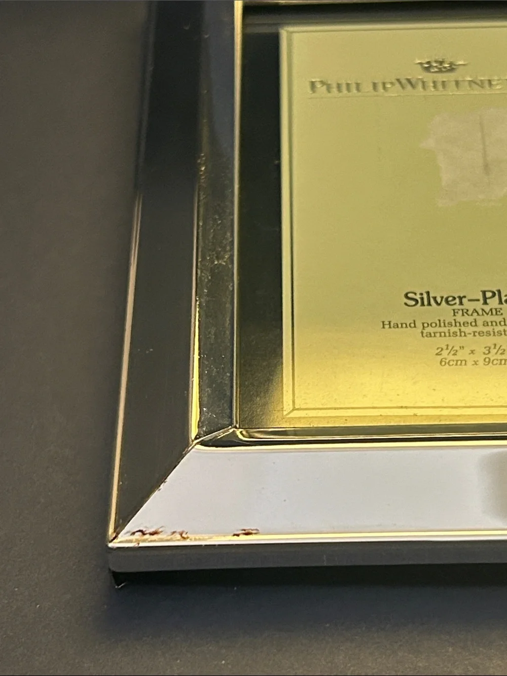 2 silver Plated Photo Frames Philip Whitney Ltd. 2 1/2”x 3 1/2 “ & Beltrami 4X6”